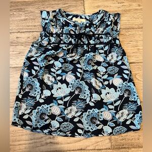 LOFT Tank Top Blouse Womens Small Black Floral Sleeveless Top Size S